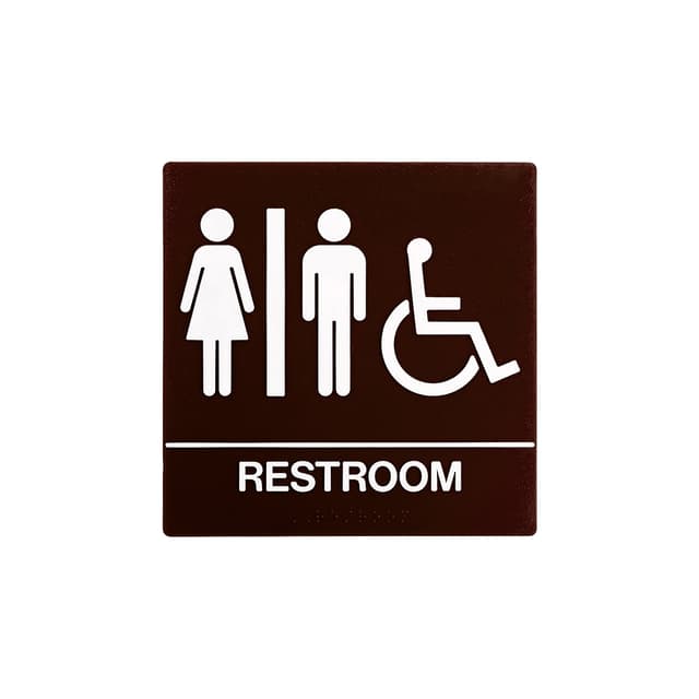 8 x 8 Unisex Door Sign With Braille & Handicapped Symbol