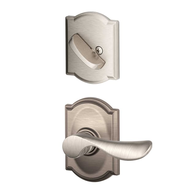F59 Champagne Inside Trim Handleset/Entrance Lever Lock with Camelot Trim