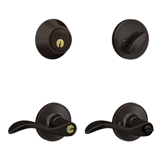 JC60 Seville Keyed Entry Lever and Deadbolt in Vis Pack