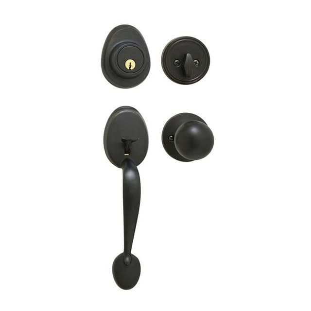 Single Cylinder Deadbolt Handleset With Interior Biscuit Knob