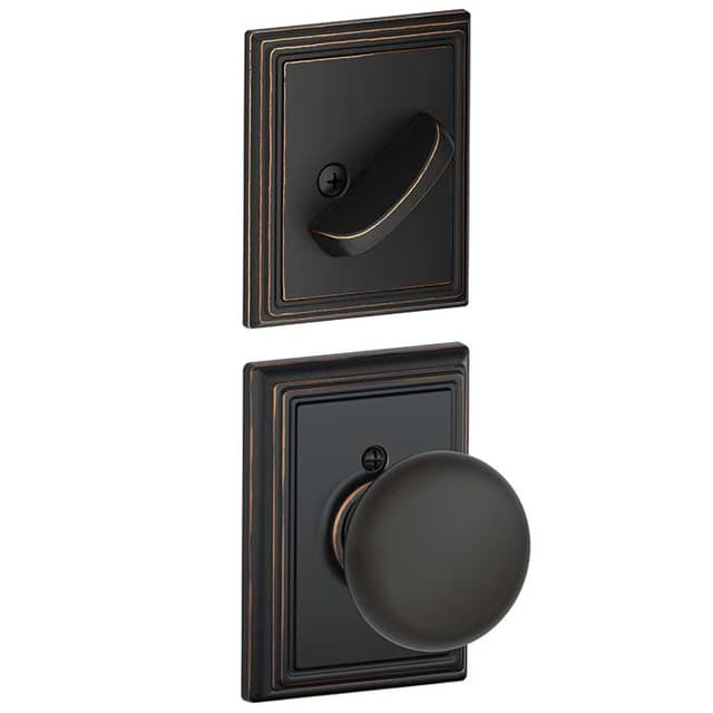 F59 Plymouth Inside Trim Handleset/Entrance Knob Lock with Addison Trim