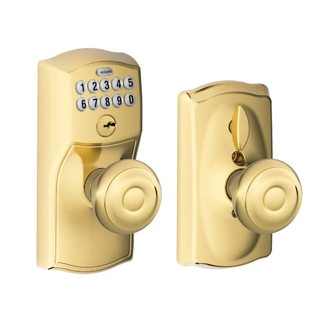 FE595 Keypad Knob with Camelot Trim and Georgian Knob with Flex Lock