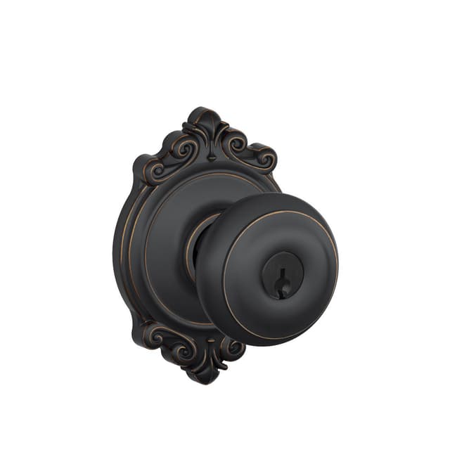 F51A Georgian Keyed Entry Knob Lock With Brookshire Trim