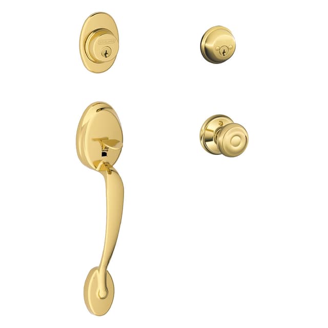 F62 Plymouth Double Cylinder Handleset with Georgian Entrance Knob