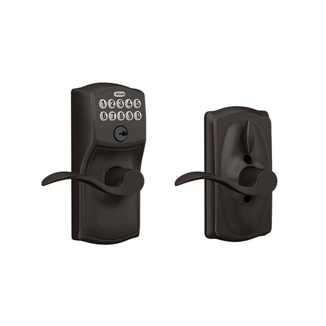 FE595 Keypad Lever with Camelot Trim and Accent Lever with Flex Lock