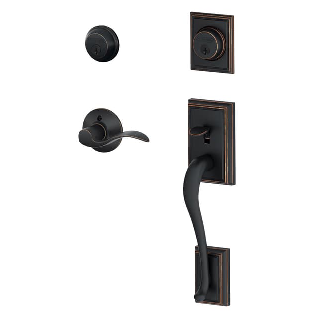 F62 Addison Double Cylinder Handleset with Accent Entrance Lever