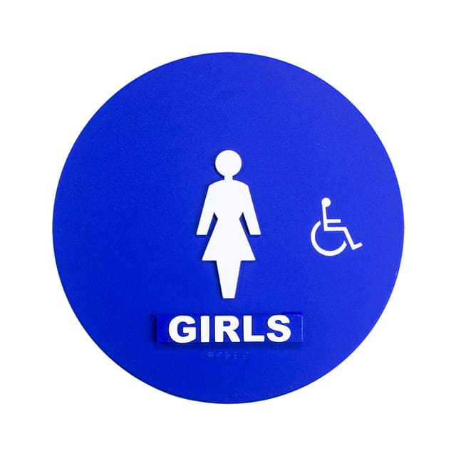 12 x 12 Girls Door Sign With Handicapped Symbol