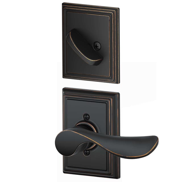 F59 Champagne Inside Trim Handleset/Entrance Lever Lock with Addison Trim