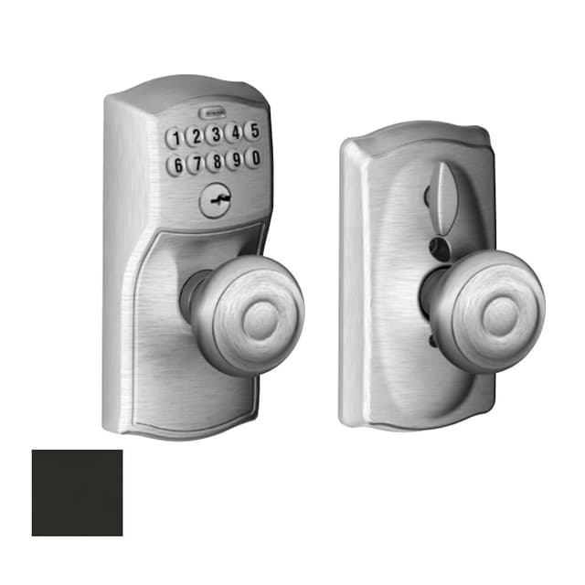 FE595 Keypad Knob with Camelot Trim and Georgian Knob with Flex Lock