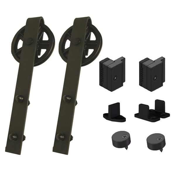 Barn Door-Flat Track Double Door Kit With Spoke Wheel Hangers