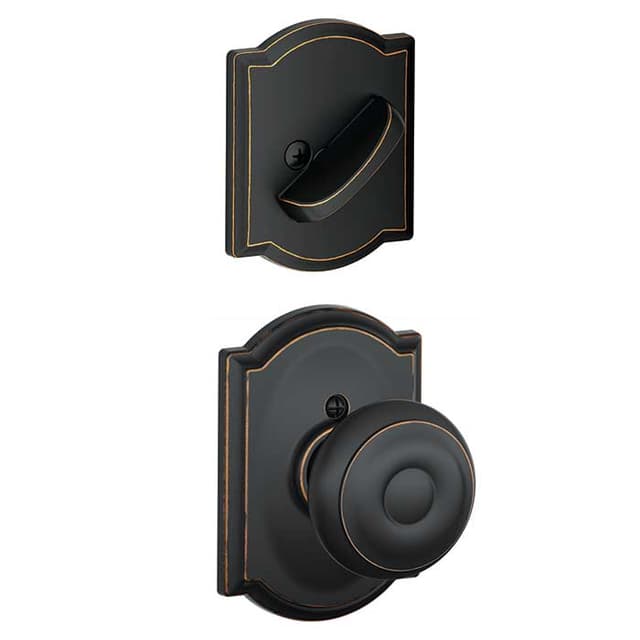 F59 Georgian Inside Trim Handleset/Entrance Knob Lock with Camelot Trim