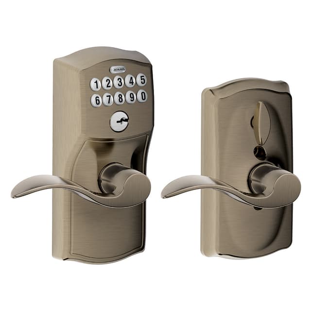 FE595 Keypad Lever with Camelot Trim and Accent Lever with Flex Lock