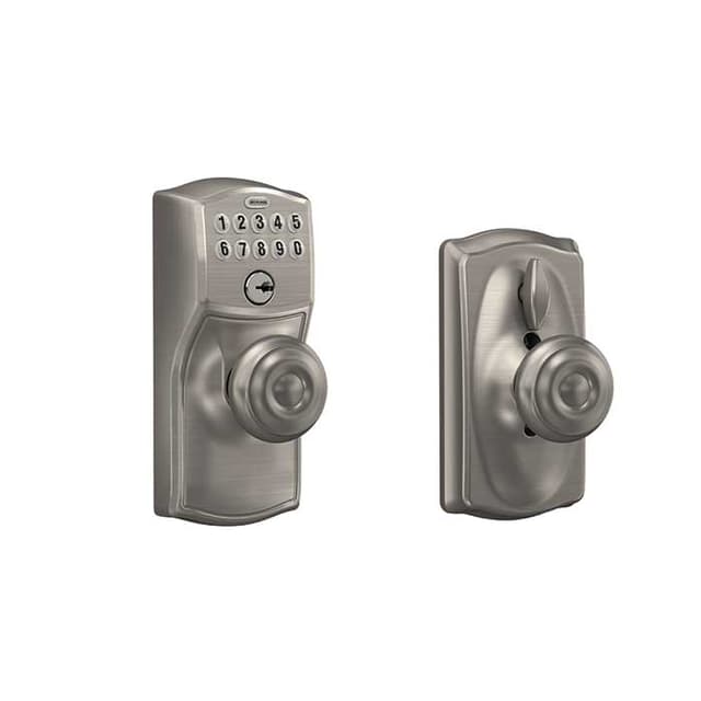 FE595 Keypad Knob with Camelot Trim and Georgian Knob with Flex Lock