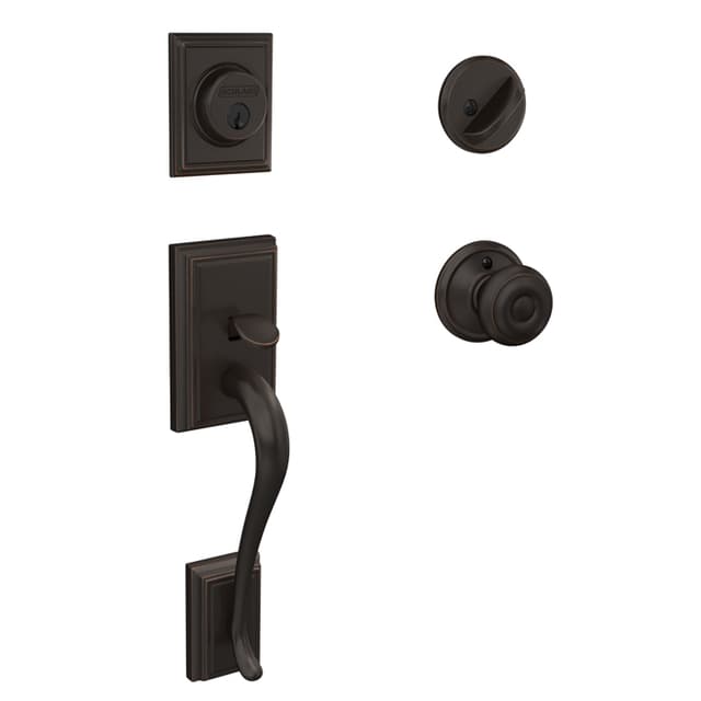 F60 Addison Handleset/Entrance Georgain Knob Complete Lock in Vis Pack