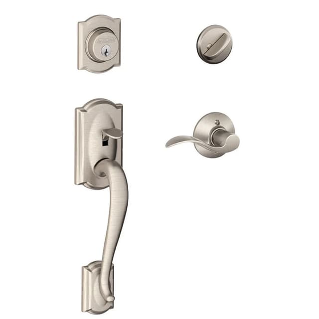 F60 Camelot Handleset/Entrance Accent Lever Complete Lock in Vis Pack