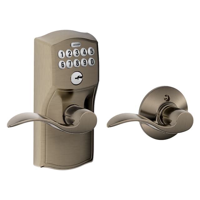 FE575 Keypad Lever with Camelot Trim and Accent Lever with Auto Lock