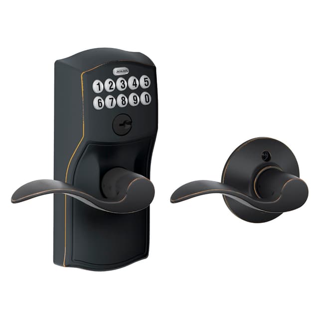 FE575 Keypad Lever with Camelot Trim and Accent Lever with Auto Lock