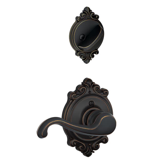 F59 Flair Inside Trim Handleset/Entrance Lever Lock with Brookshire Trim