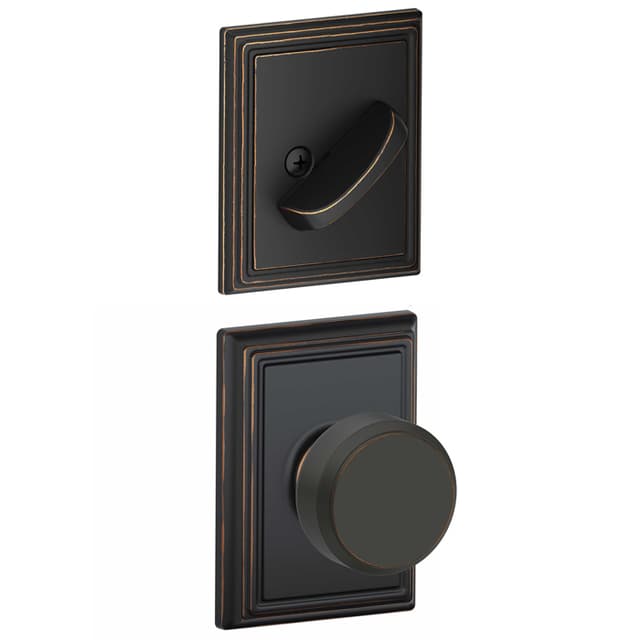 F59 Bowery Inside Trim Handleset/Entrance Knob Lock with Addison Trim