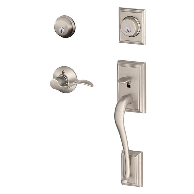 F62 Addison Double Cylinder Handleset with Accent Entrance Lever