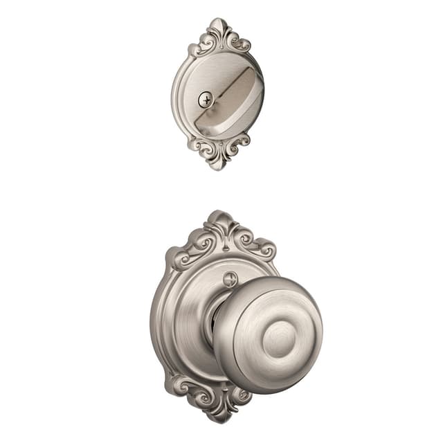 F59 Georgian Inside Trim Handleset/Entrance Knob Lock with Brookshire Trim