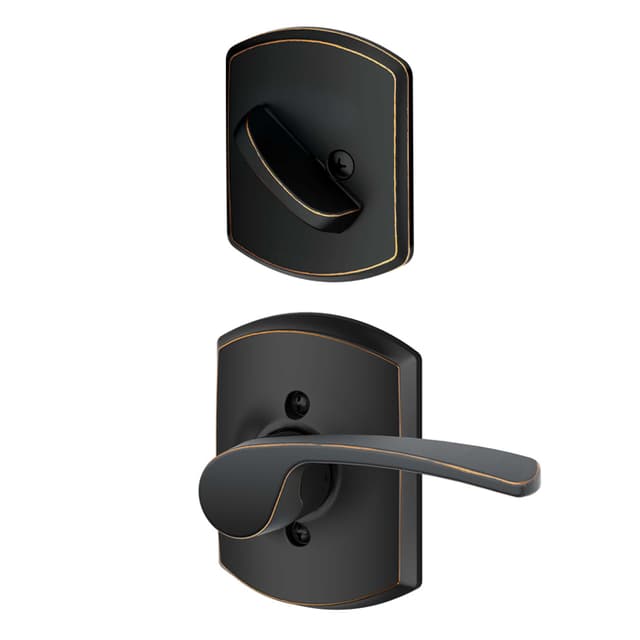 F59 Merano Inside Trim Handleset/Entrance Lever Lock with Greenwich Trim