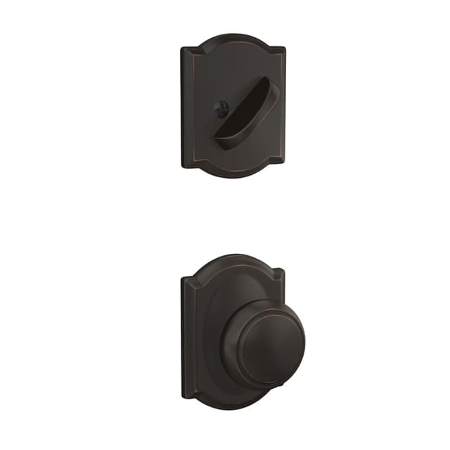 F59 Andover Inside Trim Handleset/Entrance Knob Lock with Camelot Trim