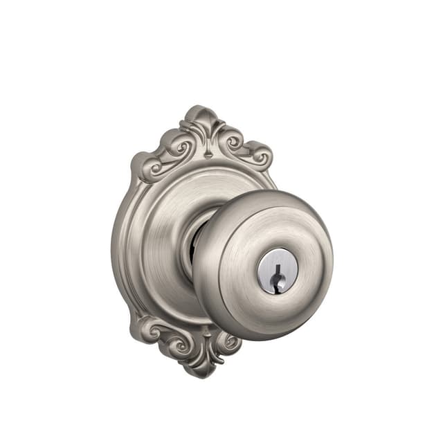 F51A Georgian Keyed Entry Knob Lock With Brookshire Trim