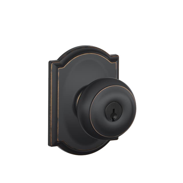 F51A Georgian Keyed Entry Knob Lock With Camelot Trim