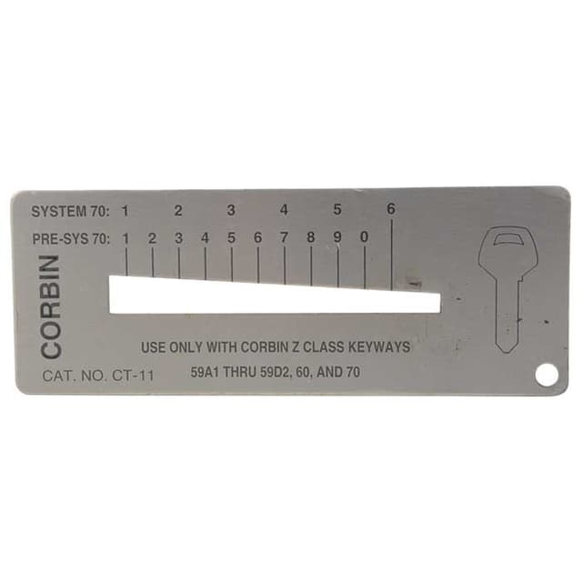 Key depth gauge, all Corbin key classes