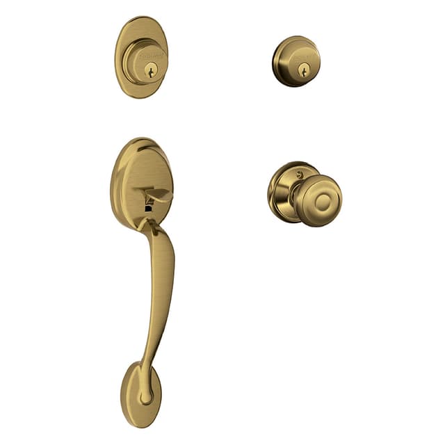F62 Plymouth Double Cylinder Handleset with Georgian Entrance Knob