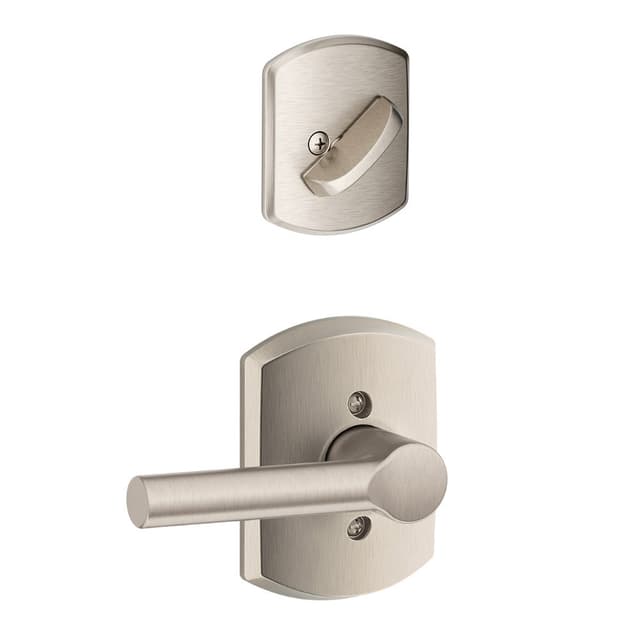 F59 Broadway Inside Trim Handleset/Entrance Lever Lock with Greenwich Trim