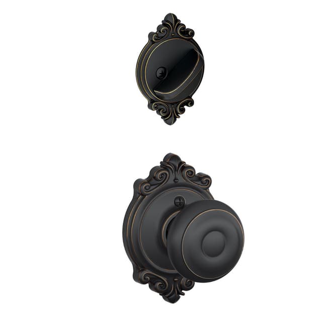 F59 Georgian Inside Trim Handleset/Entrance Knob Lock with Brookshire Trim